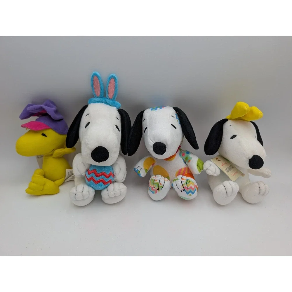 Hallmark Peanuts Snoopy Woodstock Plush Easter Set Bunny Ears Egg White
